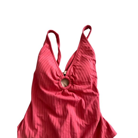 KONA SOL Coral Keyhole One Piece Bathing Suit Sz Large - Picture 3 of 7